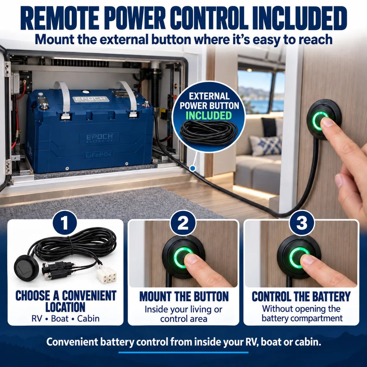 Epoch 12V 460Ah V2-T Elite LiFePO4 - Heated, Bluetooth, IP67 | Marine - RV - Off Grid