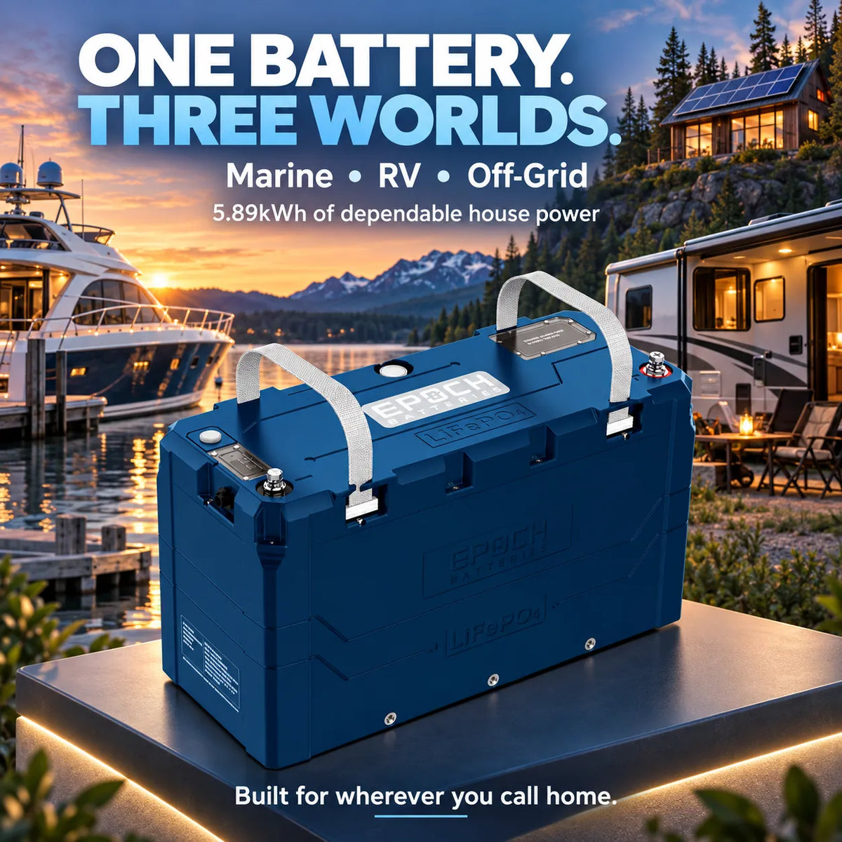 Epoch 12V 460Ah V2-T Elite LiFePO4 - Heated, Bluetooth, IP67 | Marine - RV - Off Grid