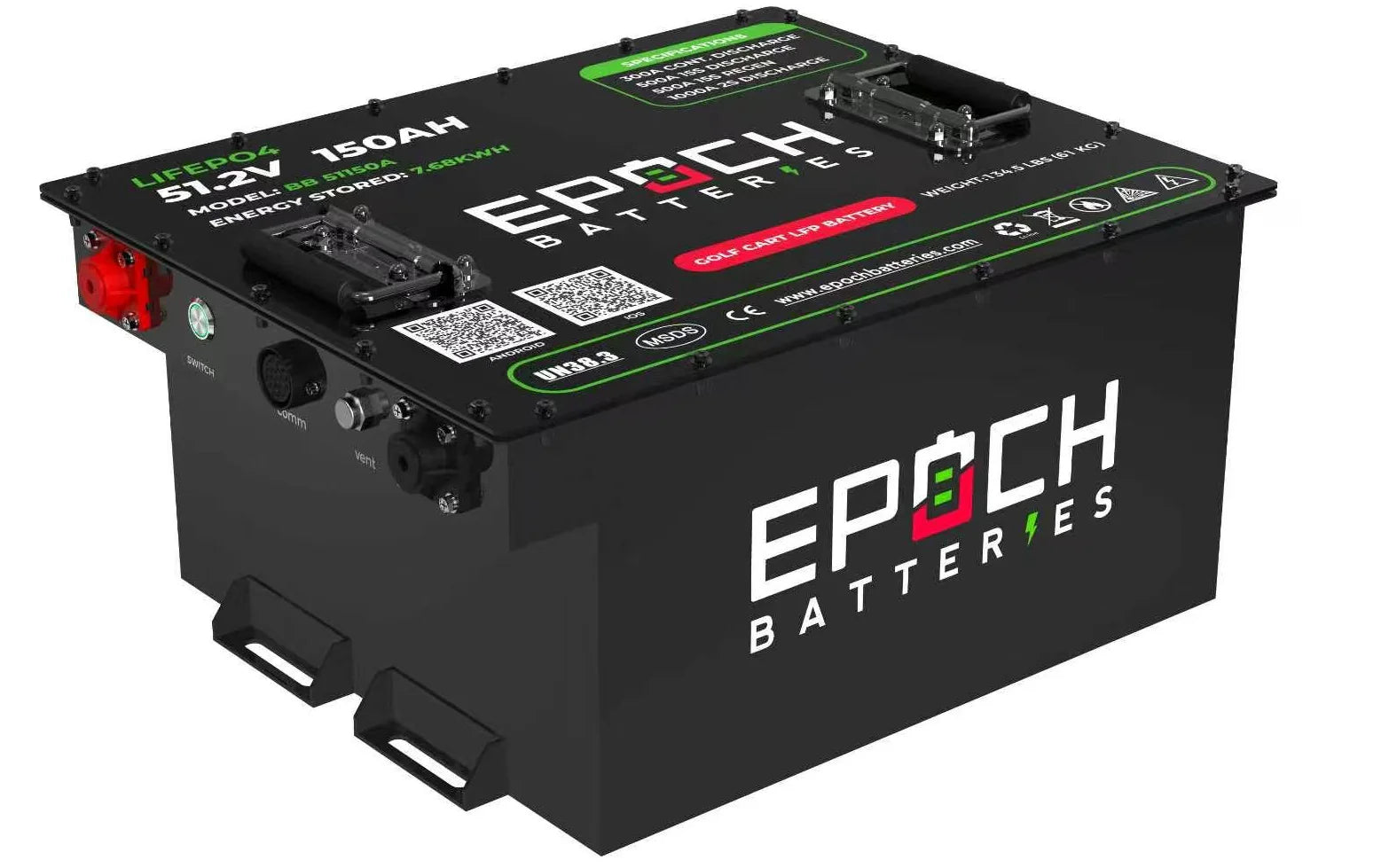 Epoch 48V 150Ah Golf Cart Battery Complete Kit | Club Car, EZGO, Yamaha Compatible
