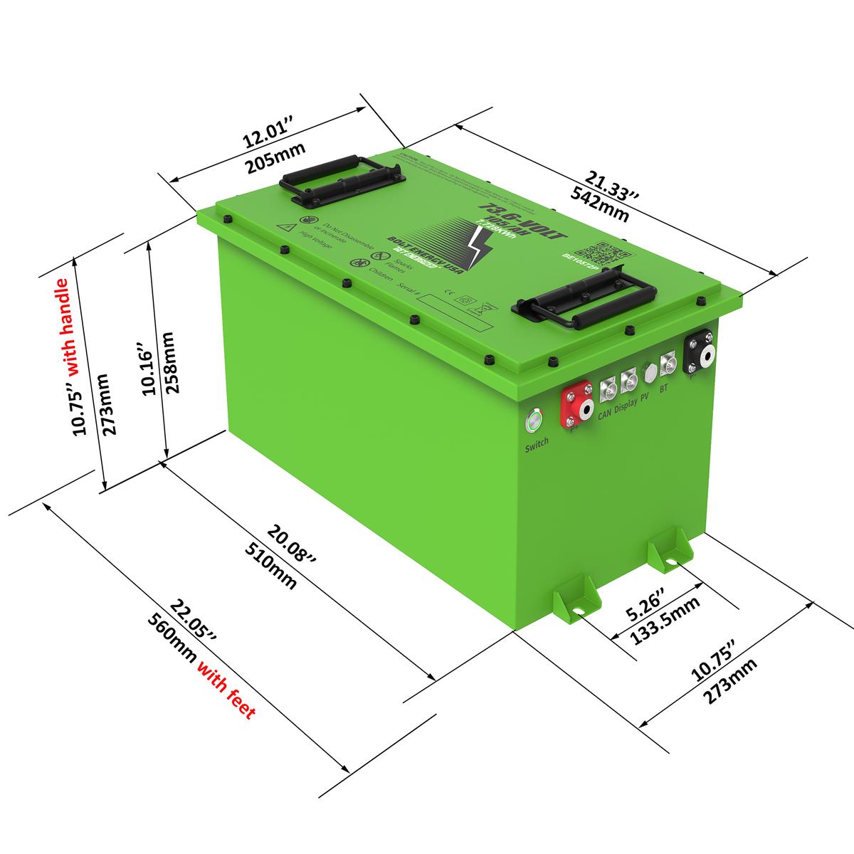 Bolt Energy 73.6V 105Ah Heated Lithium Battery Kit for Moke EV | 72V