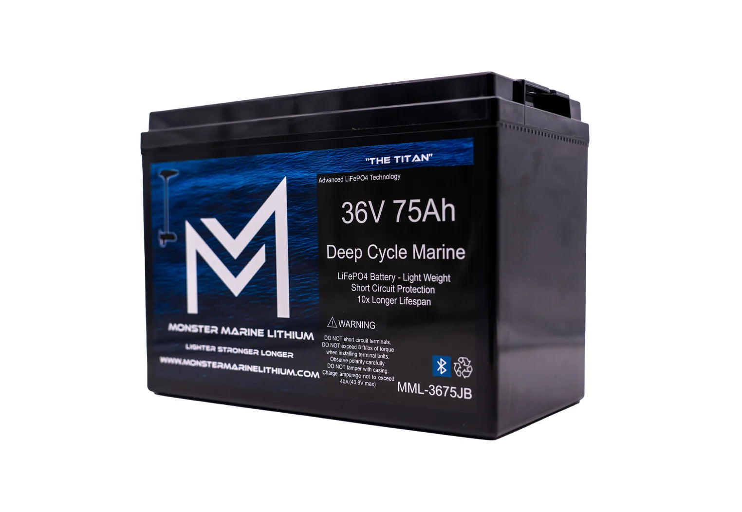 Monster Marine Lithium 36V 75Ah Lithium Trolling Motor Battery – Bluetooth "Titan"