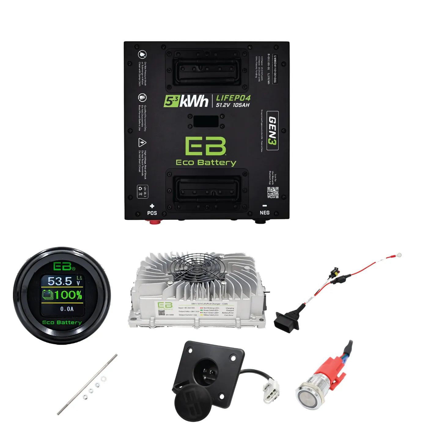 Eco Battery EZGO RXV Factory Lithium Replacement Kit | 48V Samsung Gen1 & Gen2