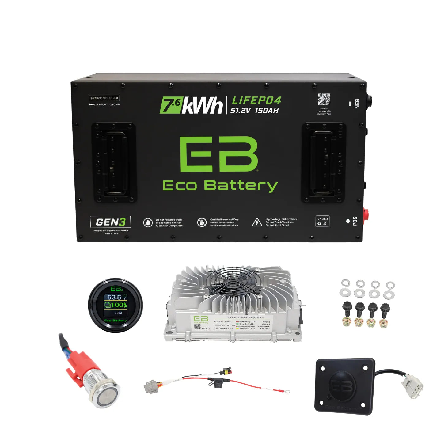 Eco Battery EZGO RXV Factory Lithium Replacement Kit | 48V Samsung Gen1 & Gen2