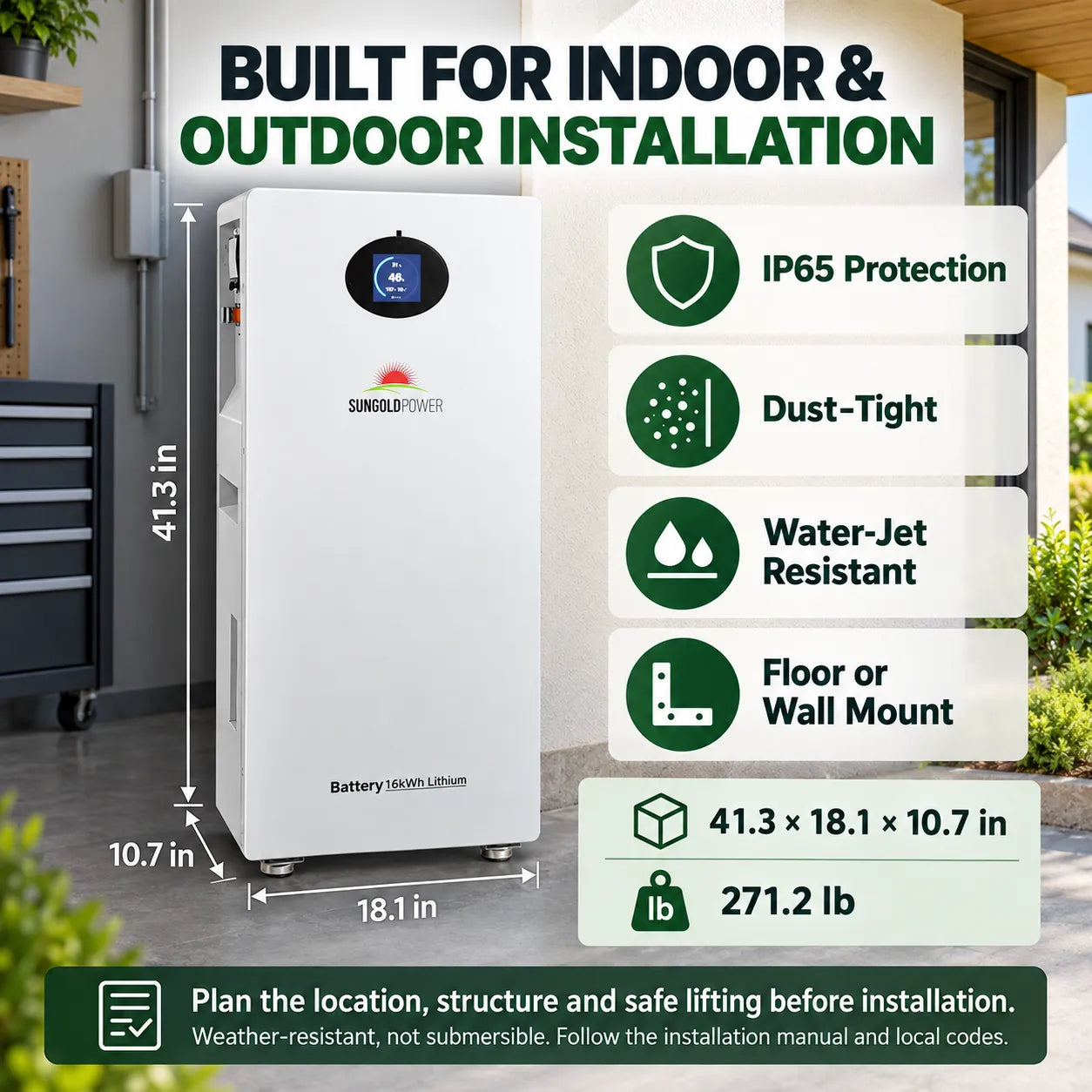 SunGoldPower PowerMax 16.07kWh 51.2V 314Ah Outdoor LiFePO4 Battery