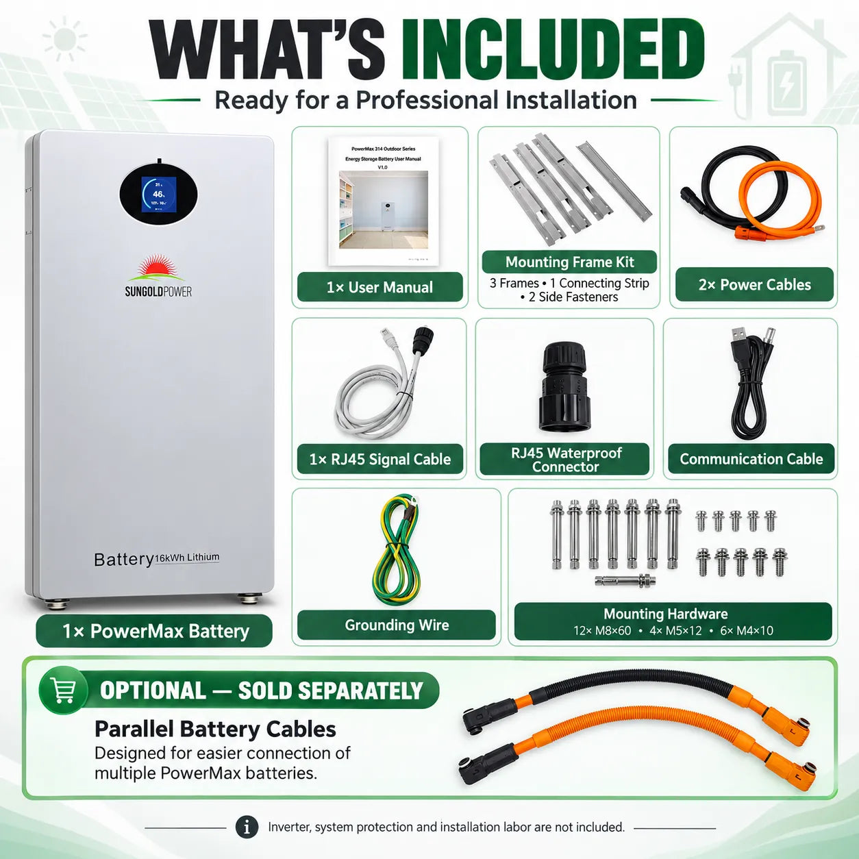 SunGoldPower PowerMax 16.07kWh 51.2V 314Ah Outdoor LiFePO4 Battery