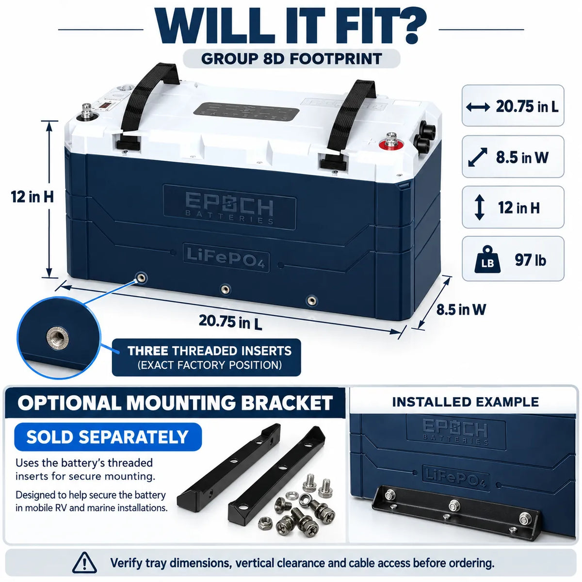 Epoch 12V 460Ah Heated LiFePO4 Battery | Bluetooth & Victron | Elite Series